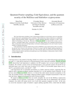Quantum Fourier sampling, Code Equivalence, and the quantum security of
  the McEliece and Sidelnikov cryptosystems