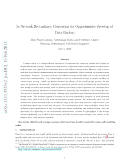In-Network Redundancy Generation for Opportunistic Speedup of Backup