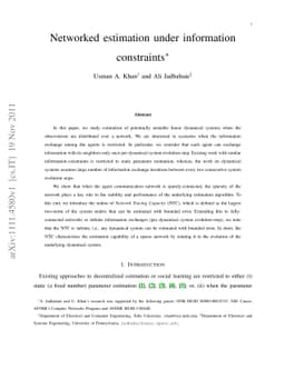 Networked estimation under information constraints