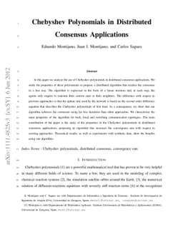 Chebyshev Polynomials in Distributed Consensus Applications