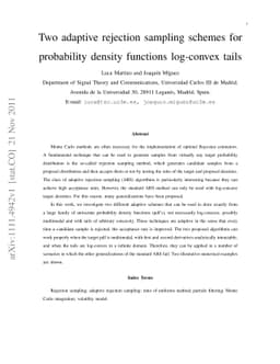 Two adaptive rejection sampling schemes for probability density
  functions log-convex tails