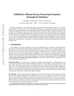 EsPRESSo: Efficient Privacy-Preserving Evaluation of Sample Set
  Similarity