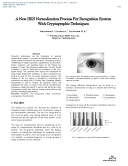 A New IRIS Normalization Process For Recognition System With
  Cryptographic Techniques