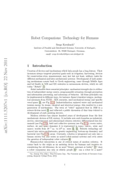 Robot Companions: Technology for Humans