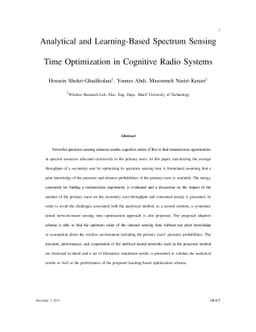 Analytical and Learning-Based Spectrum Sensing Time Optimization in
  Cognitive Radio Systems