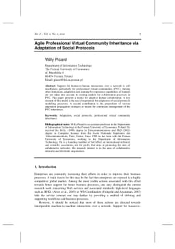Agile Professional Virtual Community Inheritance via Adaptation of
  Social Protocols