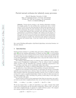 Partial mutual exclusion for infinitely many processes