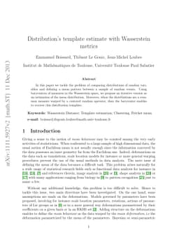 Distribution's template estimate with Wasserstein metrics