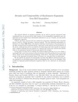 Security and Composability of Randomness Expansion from Bell
  Inequalities