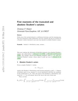 First moments of the truncated and absolute Student's variates