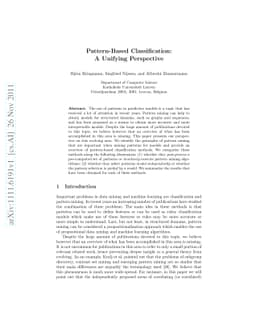 Pattern-Based Classification: A Unifying Perspective