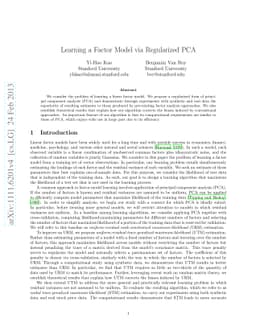 Learning a Factor Model via Regularized PCA