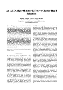 An ACO Algorithm for Effective Cluster Head Selection
