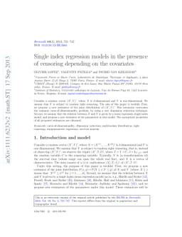 Single index regression models in the presence of censoring depending on
  the covariates