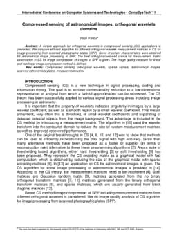 Compressed sensing of astronomical images:orthogonal wavelets domains