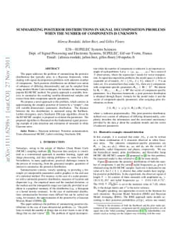Summarizing posterior distributions in signal decomposition problems
  when the number of components is unknown