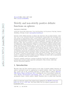 Strictly and non-strictly positive definite functions on spheres