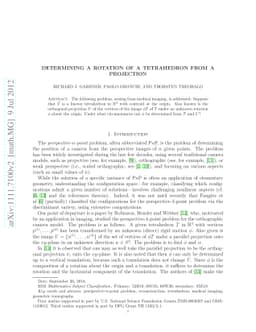 Determining a rotation of a tetrahedron from a projection