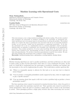 Machine Learning with Operational Costs