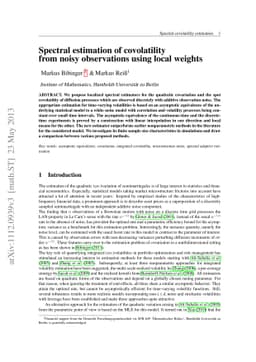 Spectral covolatility estimation from noisy observations using local
  weights