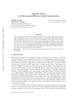 Entropy Search for Information-Efficient Global Optimization