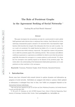 The Role of Persistent Graphs in the Agreement Seeking of Social
  Networks