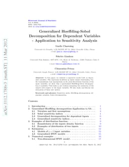 Generalized Hoeffding-Sobol Decomposition for Dependent Variables
  -Application to Sensitivity Analysis