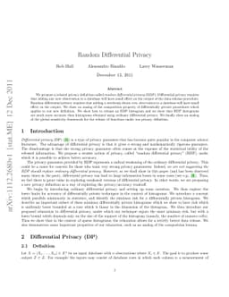 Random Differential Privacy