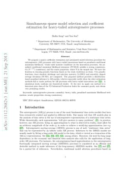 Simultaneous sparse model selection and coefficient estimation for
  heavy-tailed autoregressive processes