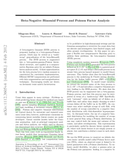 Beta-Negative Binomial Process and Poisson Factor Analysis