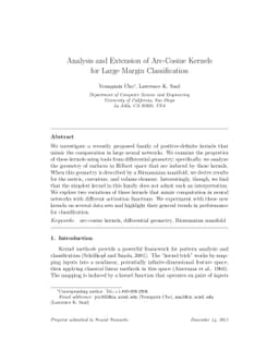 Analysis and Extension of Arc-Cosine Kernels for Large Margin
  Classification