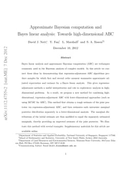 Approximate Bayesian computation and Bayes linear analysis: Towards
  high-dimensional ABC