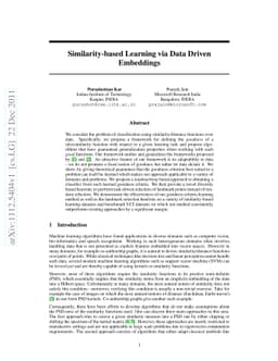 Similarity-based Learning via Data Driven Embeddings