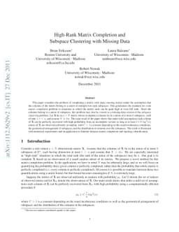 High-Rank Matrix Completion and Subspace Clustering with Missing Data