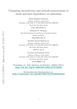Comparing intermittency and network measurements of words and their
  dependency on authorship