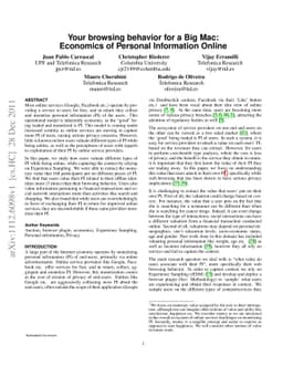 Your browsing behavior for a Big Mac: Economics of Personal Information
  Online