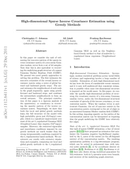 High-dimensional Sparse Inverse Covariance Estimation using Greedy
  Methods