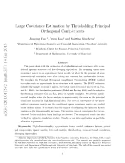 Large Covariance Estimation by Thresholding Principal Orthogonal
  Complements