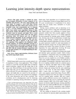 Learning joint intensity-depth sparse representations