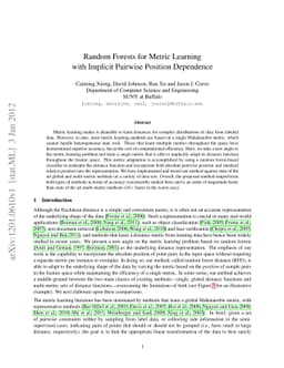 Random Forests for Metric Learning with Implicit Pairwise Position
  Dependence