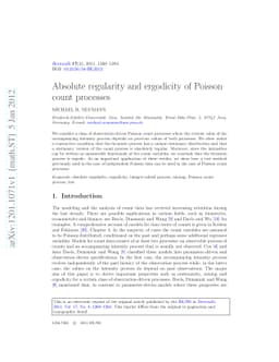 Absolute regularity and ergodicity of Poisson count processes