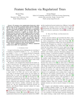 Feature Selection via Regularized Trees