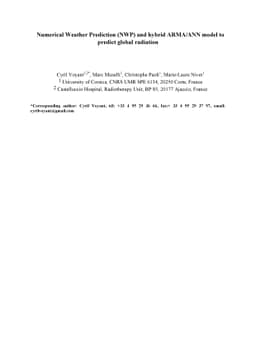 Numerical Weather Prediction (NWP) and hybrid ARMA/ANN model to predict
  global radiation