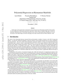 Polynomial Regression on Riemannian Manifolds