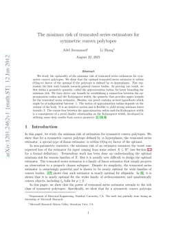 The minimax risk of truncated series estimators for symmetric convex
  polytopes