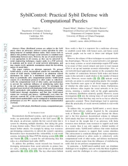 SybilControl: Practical Sybil Defense with Computational Puzzles