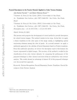 Fractal Descriptors in the Fourier Domain Applied to Color Texture
  Analysis