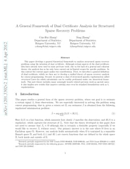 A General Framework of Dual Certificate Analysis for Structured Sparse
  Recovery Problems