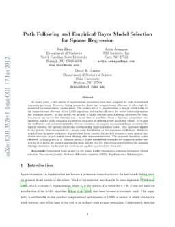 Path Following and Empirical Bayes Model Selection for Sparse Regression