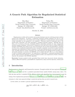 A Generic Path Algorithm for Regularized Statistical Estimation